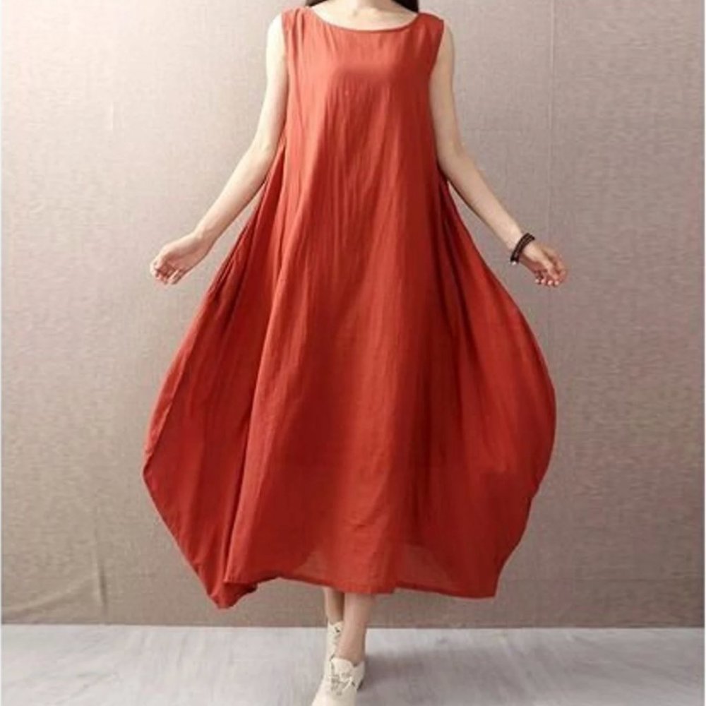 Cotton-Linen Sundress, Maxi-length